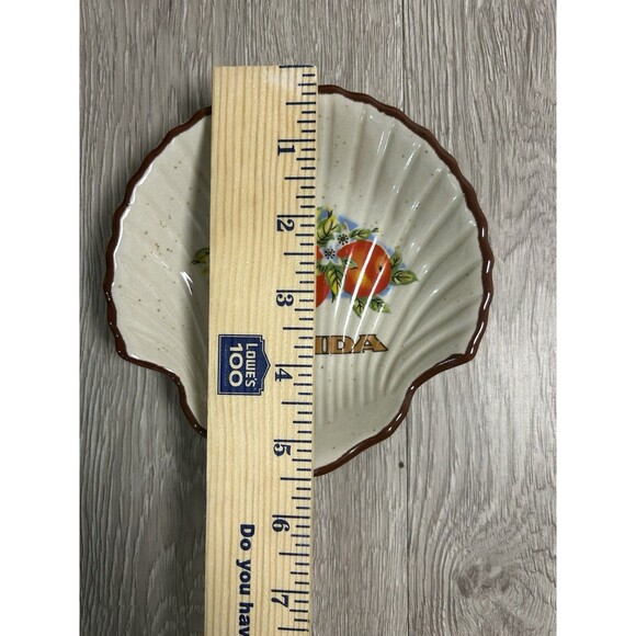 Vintage Florida Souvenir Ashtray Trinket Dish Shell Shape Oranges & Blossoms - Picture 5 of 5